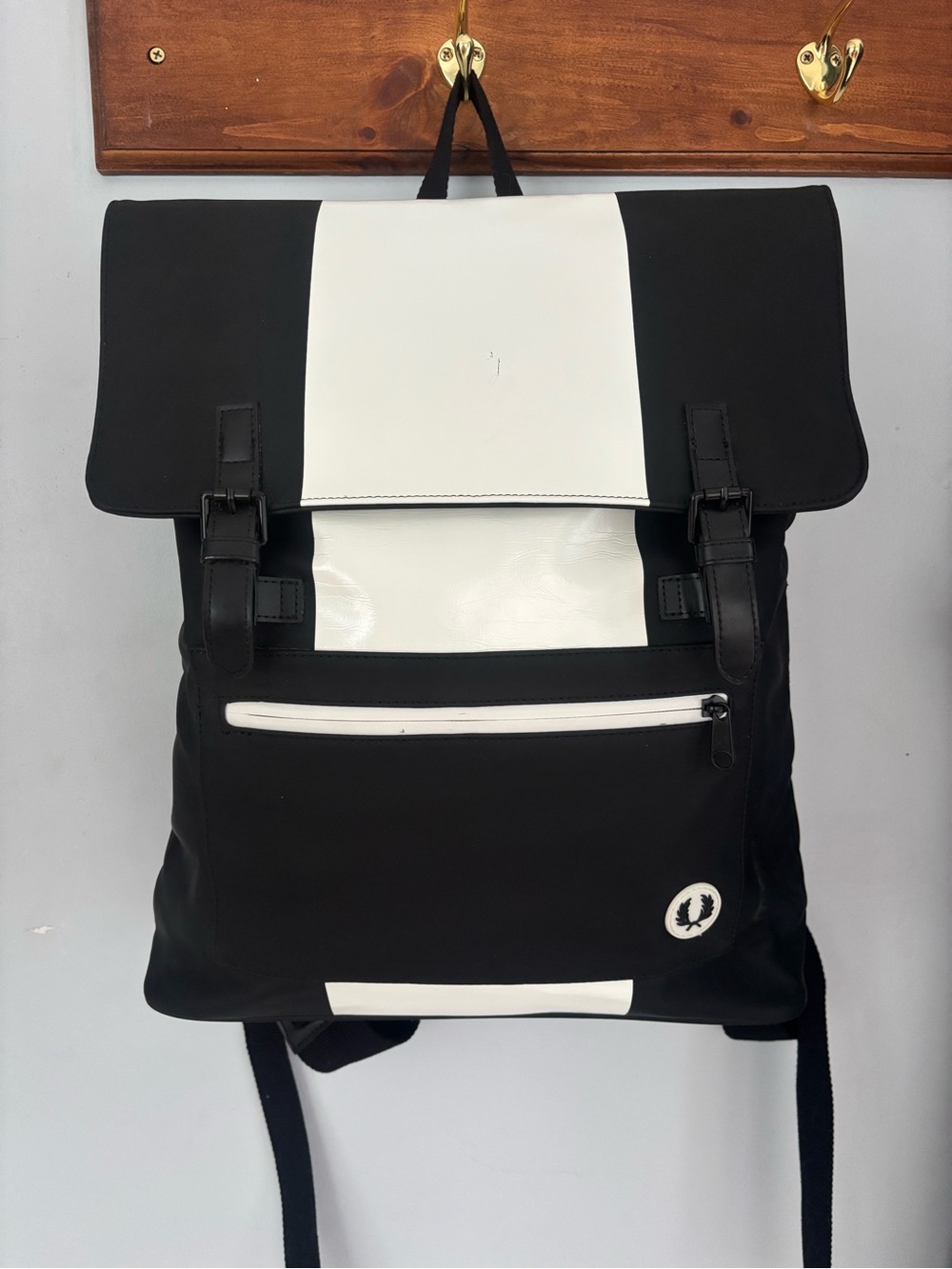 Fred Perry Black and White Two-Tone Men's Backpack